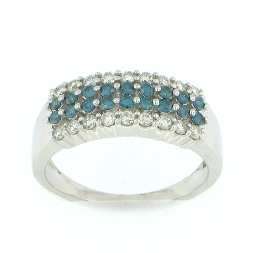 4 Row Blue Diamond Ring