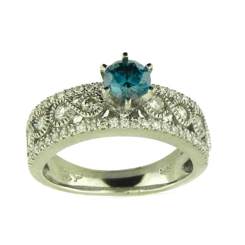 Solitaire Blue Diamond Ring