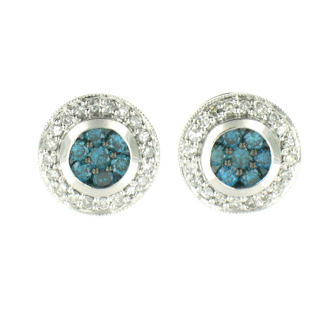 Halo Blue Diamond Earrings