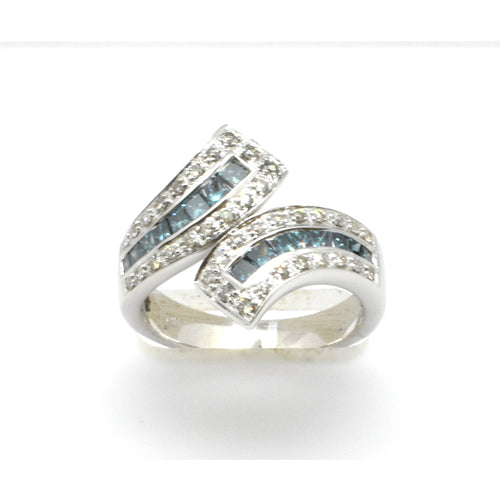 Curved Blue Diamond Ring