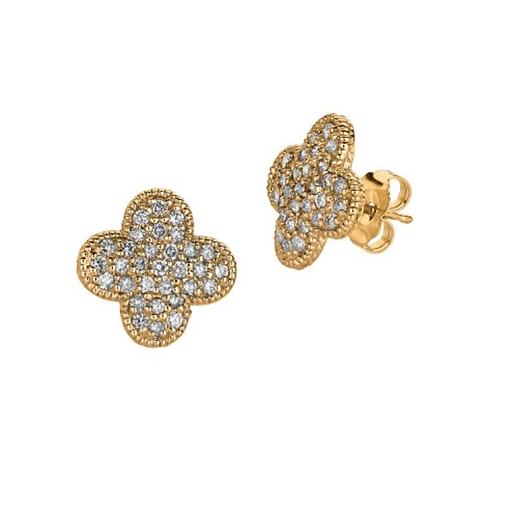 Diamond and 14K Yellow Gold Stud Earrings Alpha Jewelers