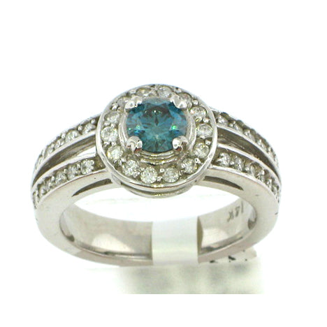 Solitaire Blue Diamond Ring