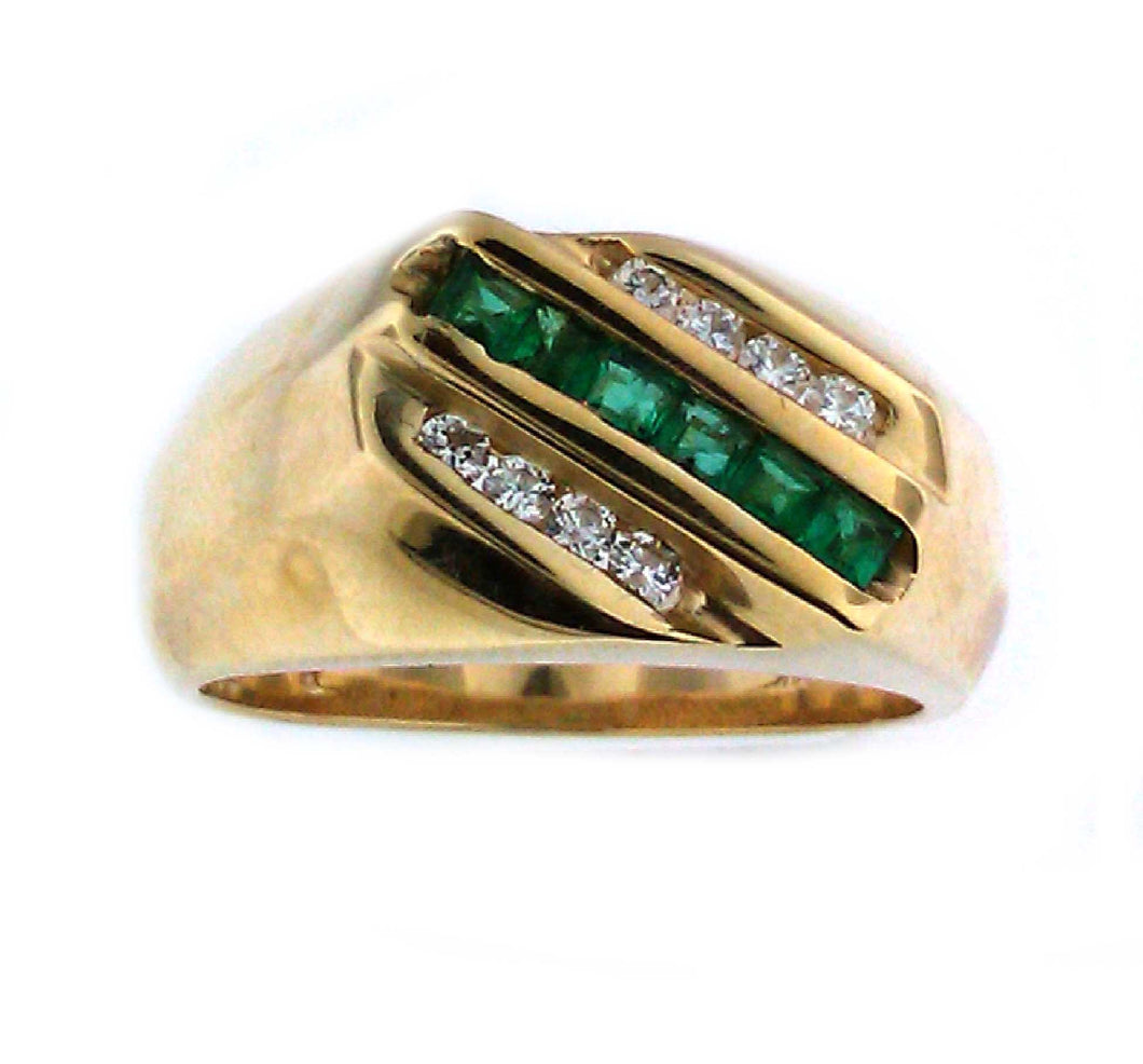 3 Row Emerald Ring