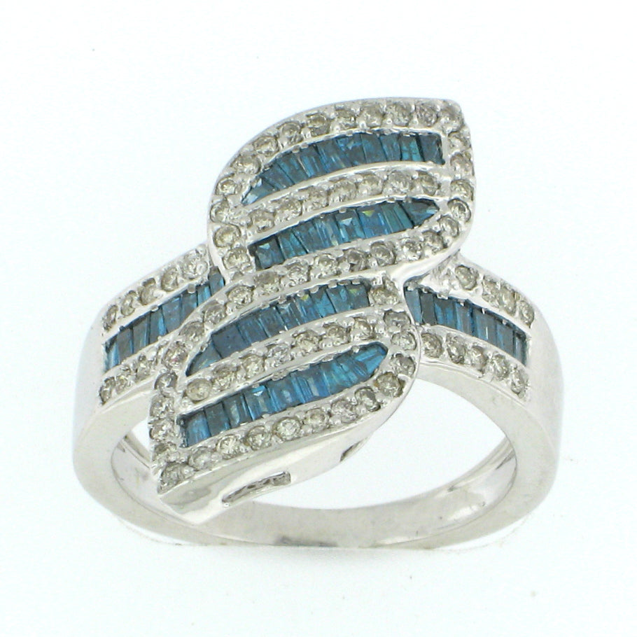 Double Leaf Blue Diamond Ring