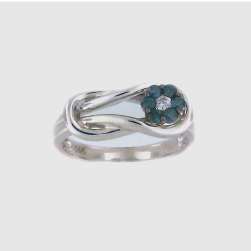 Interlocking Flower Blue Diamond Ring