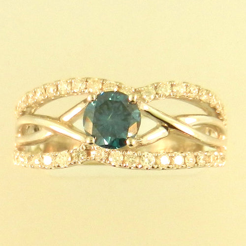 Caged Blue Diamond Ring