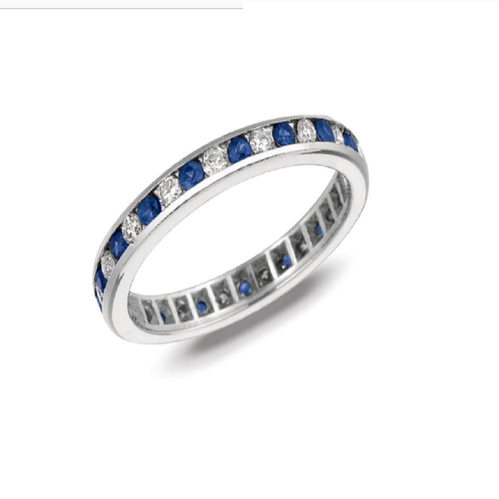 CHANNEL SET DIAMOND AND SAPPHIRE ETERNITY BAND